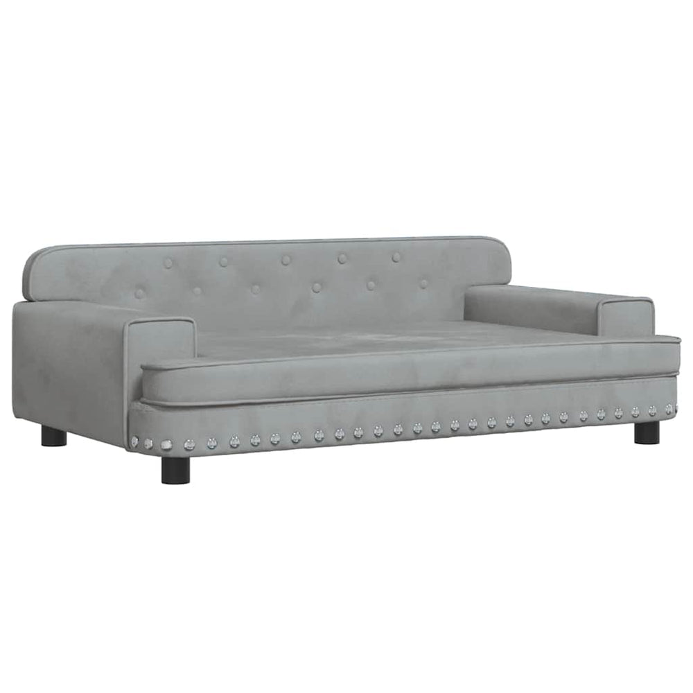 Kindersofa Hellgrau Samt 90 cm