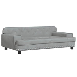 Kindersofa Hellgrau Samt 90 cm