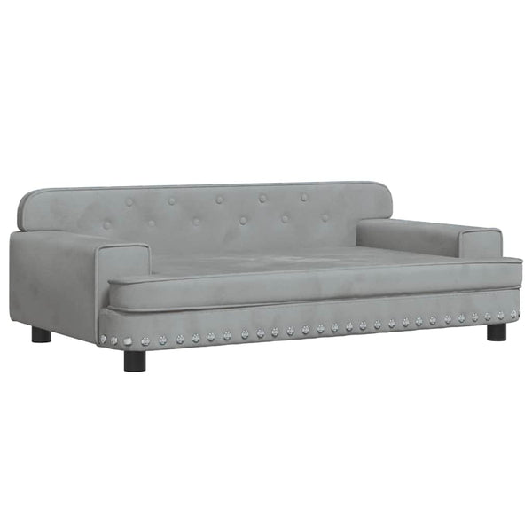Kindersofa Hellgrau Samt 90 cm