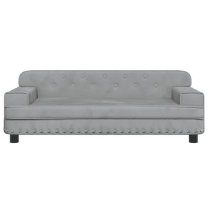Kindersofa Hellgrau Samt 90 cm