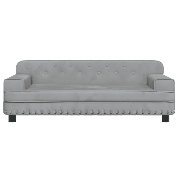 Kindersofa Hellgrau Samt 90 cm