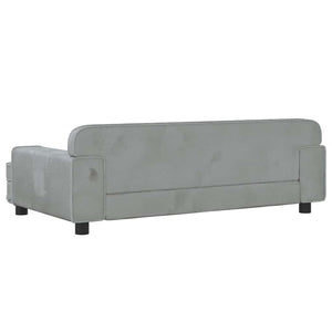 Kindersofa Hellgrau Samt 90 cm
