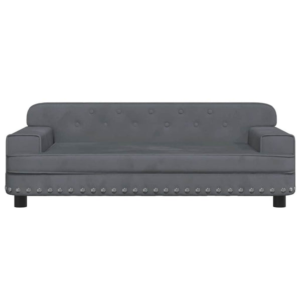 Kindersofa Dunkelgrau Samt 90x53 cm