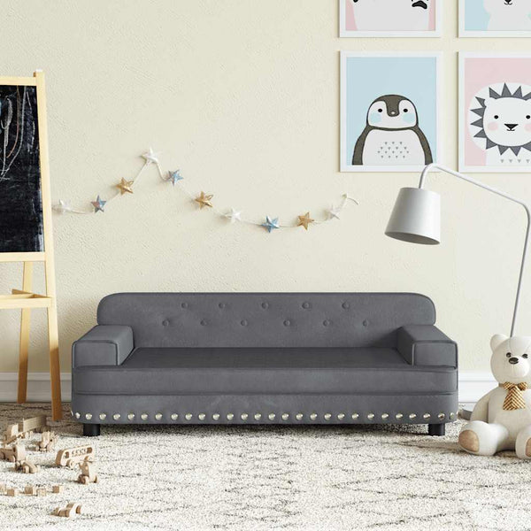 Kindersofa Dunkelgrau Samt 90x53 cm