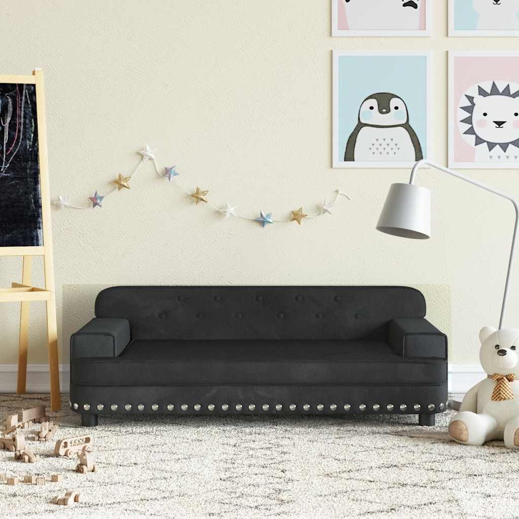 Schwarzes Kindersofa Samt 90x53 cm