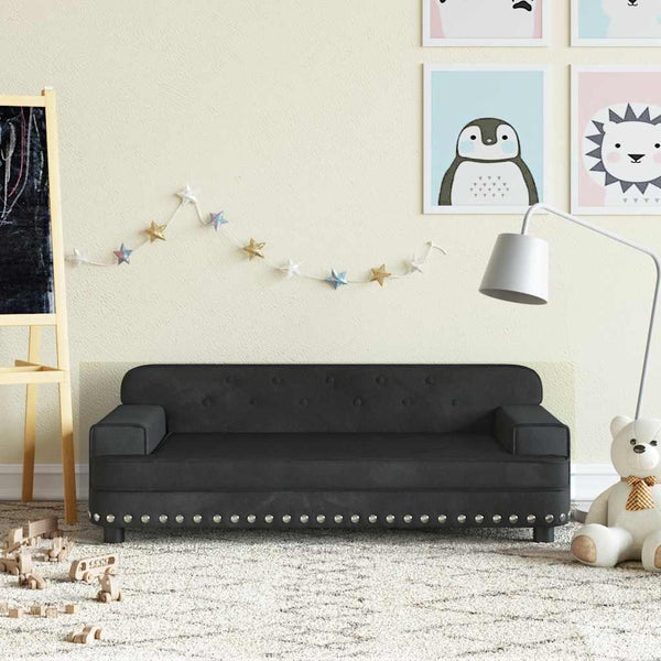 Schwarzes Kindersofa Samt 90x53 cm