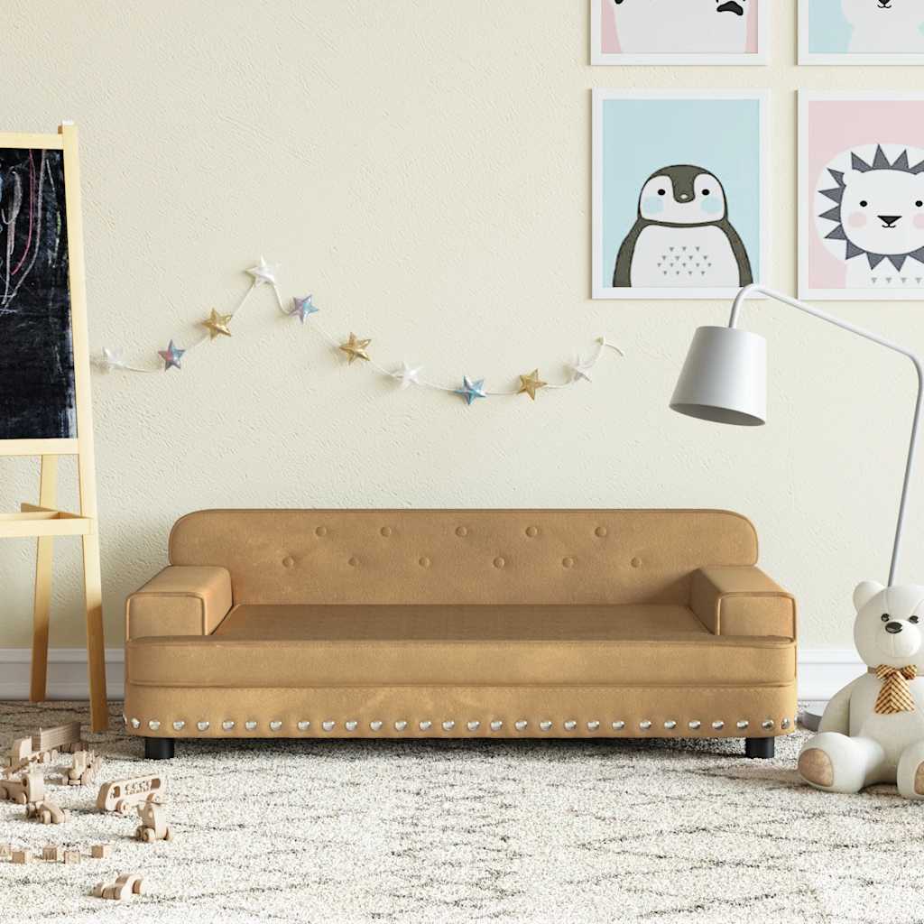 Kinder Sofa Braun Samt 90 cm
