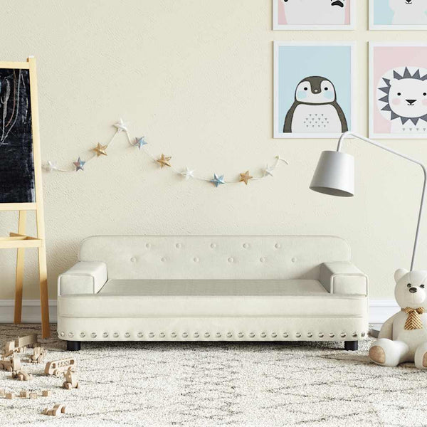 Creme Kindersofa Samt, 90cm