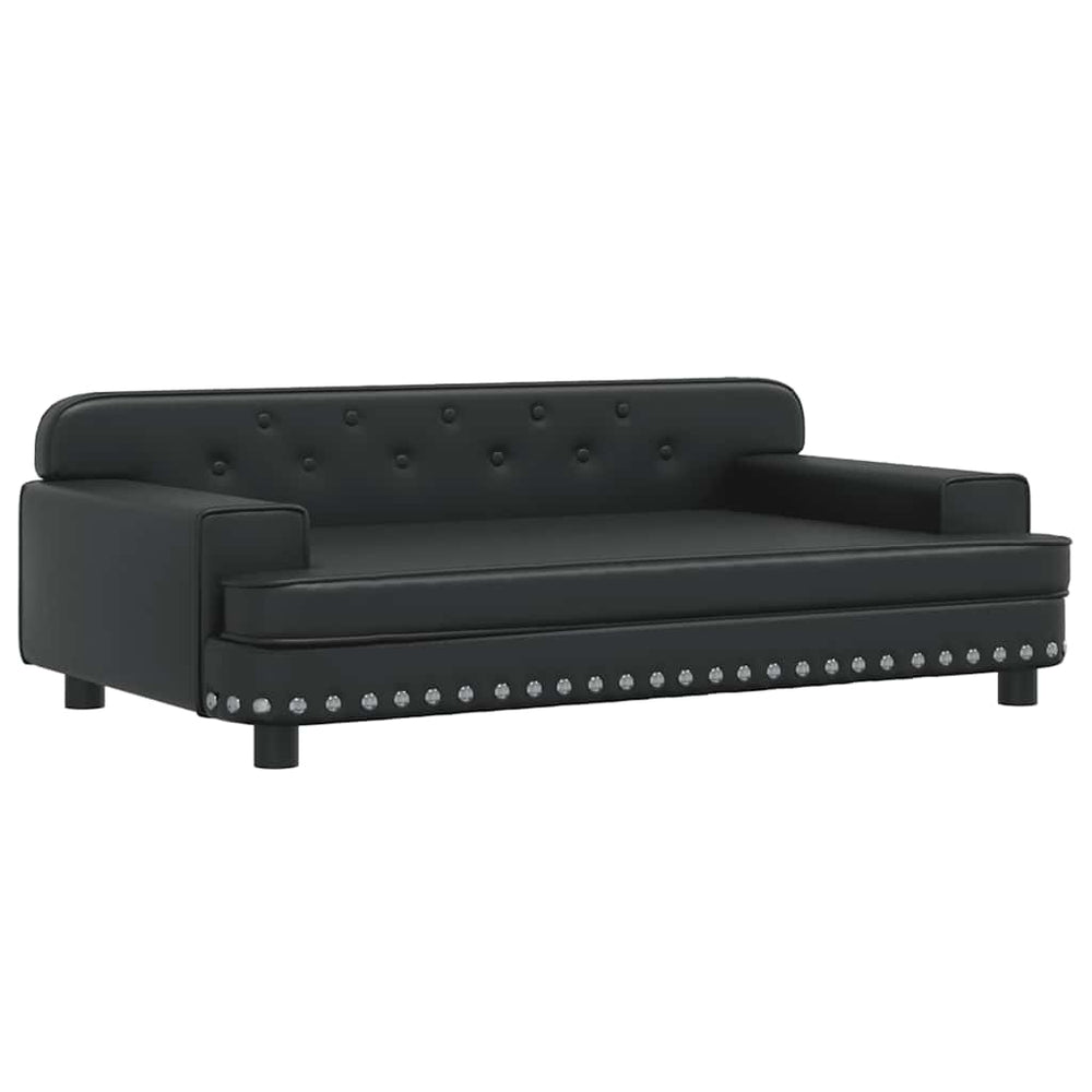 Schwarzes Kindersofa aus Kunstleder, 90cm