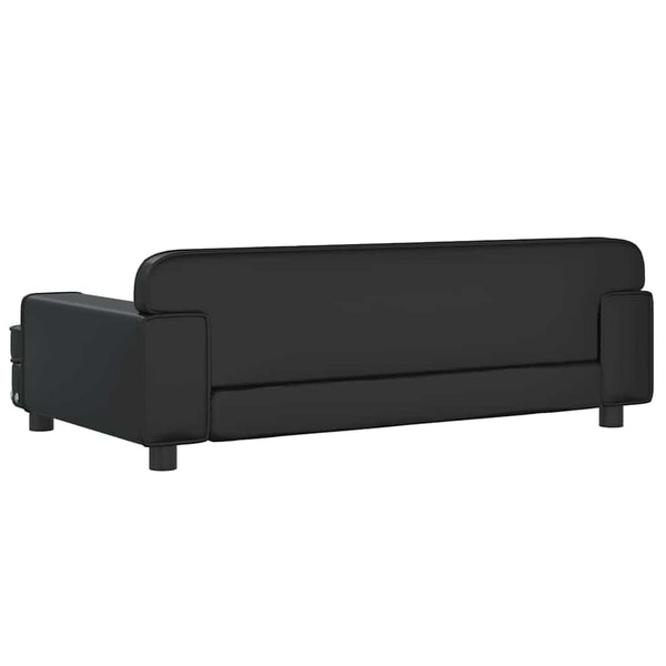 Schwarzes Kindersofa aus Kunstleder, 90cm