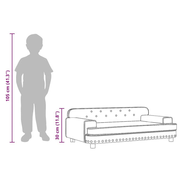 Schwarzes Kindersofa aus Kunstleder, 90cm