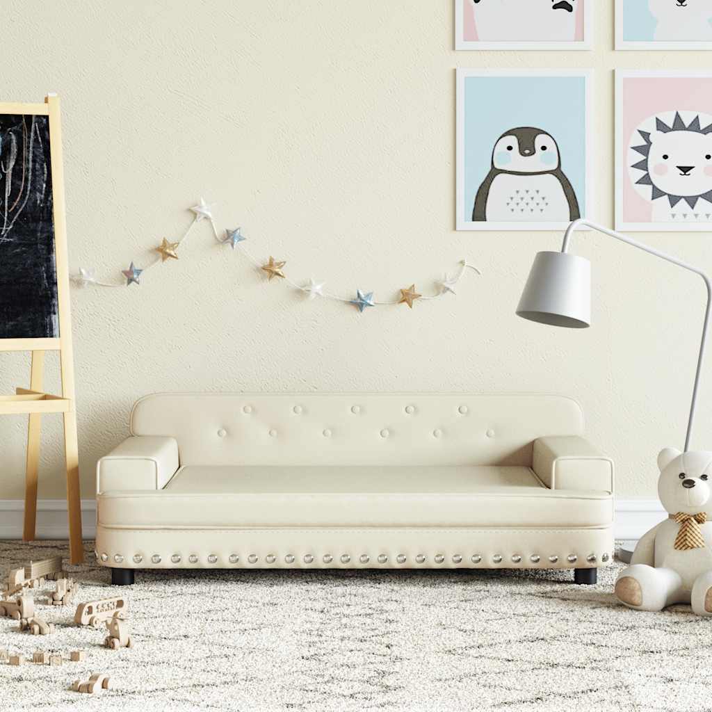 Kindersofa Creme Kunstleder 90cm