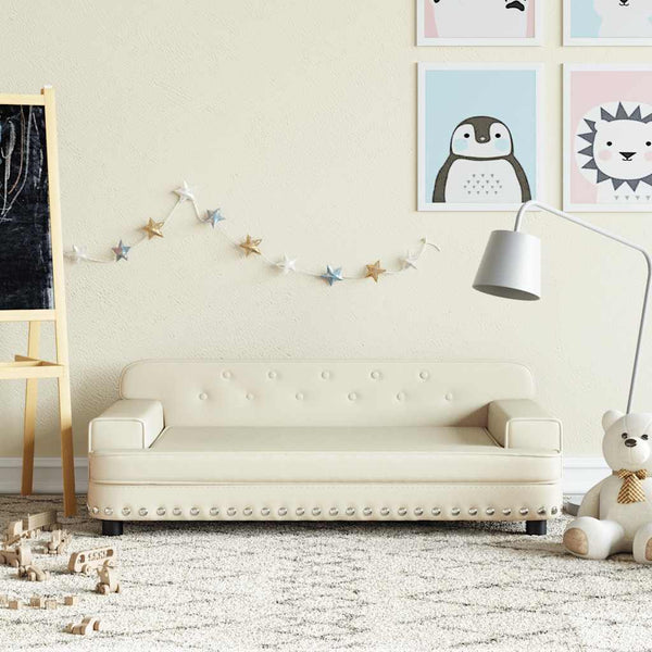 Kindersofa Creme Kunstleder 90cm