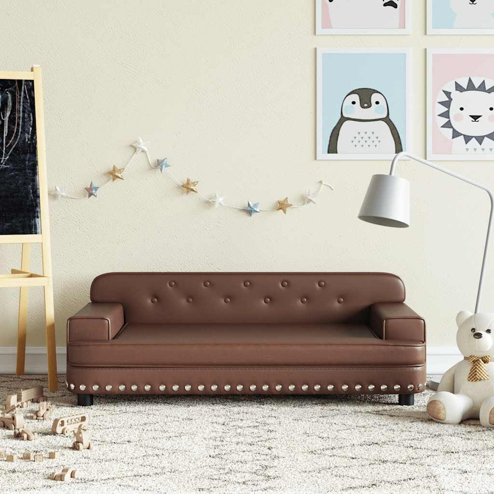 Kindersofa Braun Kunstleder 90 cm