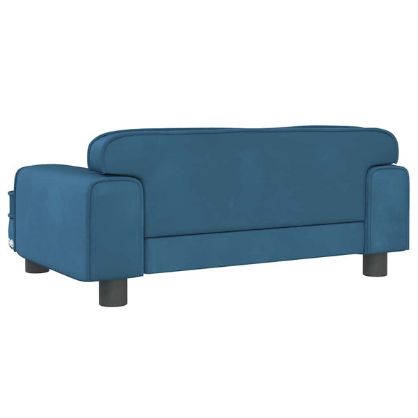Blaues Kindersofa Samt 70x45x30 cm