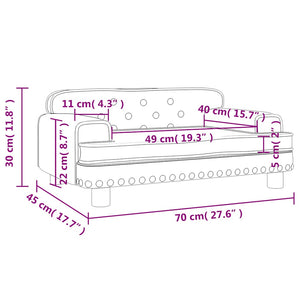 Blaues Kindersofa Samt 70x45x30 cm