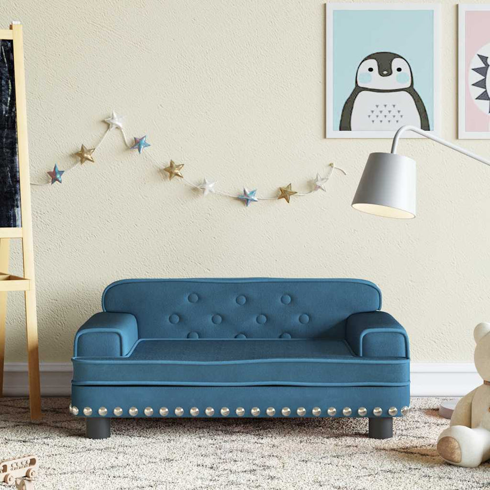 Blaues Kindersofa Samt 70x45x30 cm