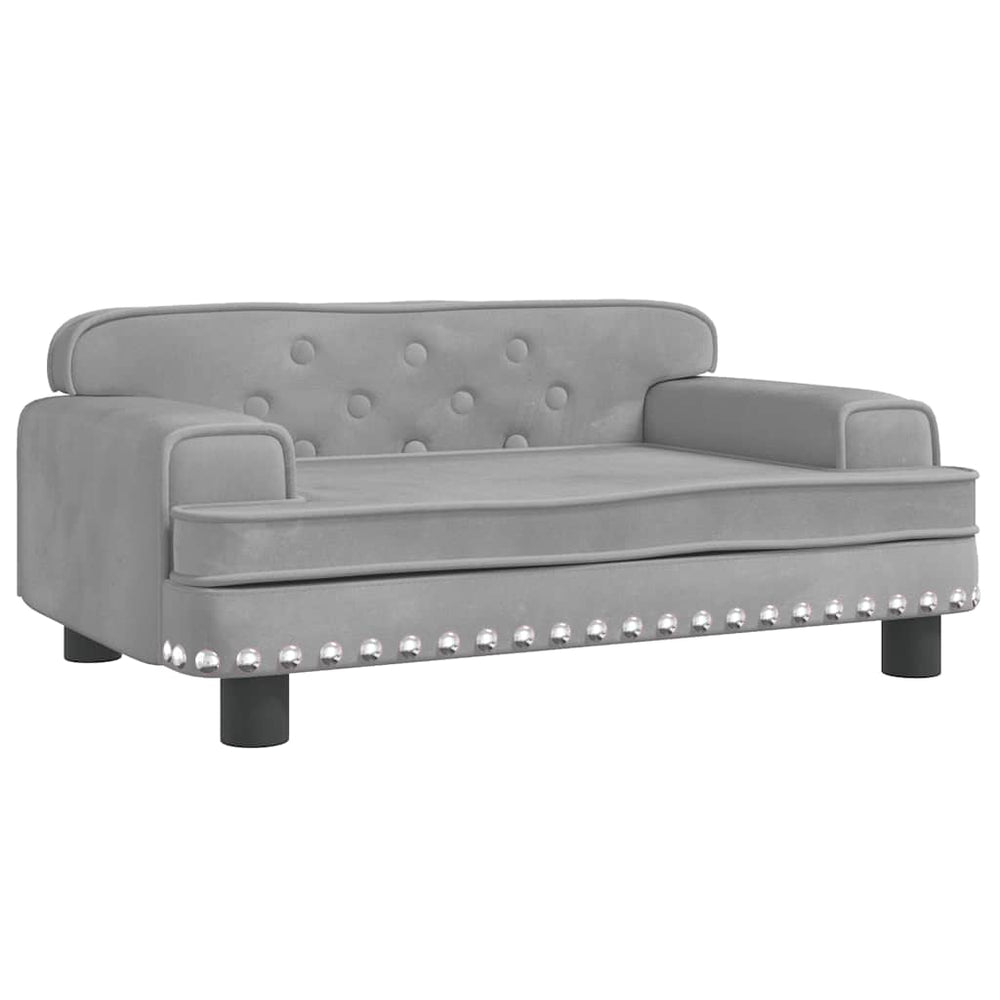 Kindersofa Hellgrau Samt 70x45x30 cm