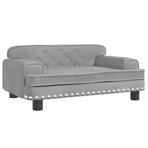 Kindersofa Hellgrau Samt 70x45x30 cm