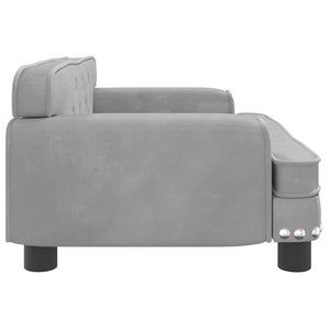 Kindersofa Hellgrau Samt 70x45x30 cm