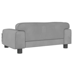Kindersofa Hellgrau Samt 70x45x30 cm
