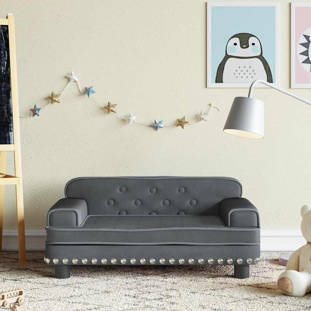 Kindersofa Dunkelgrau Samt 70x45x30 cm