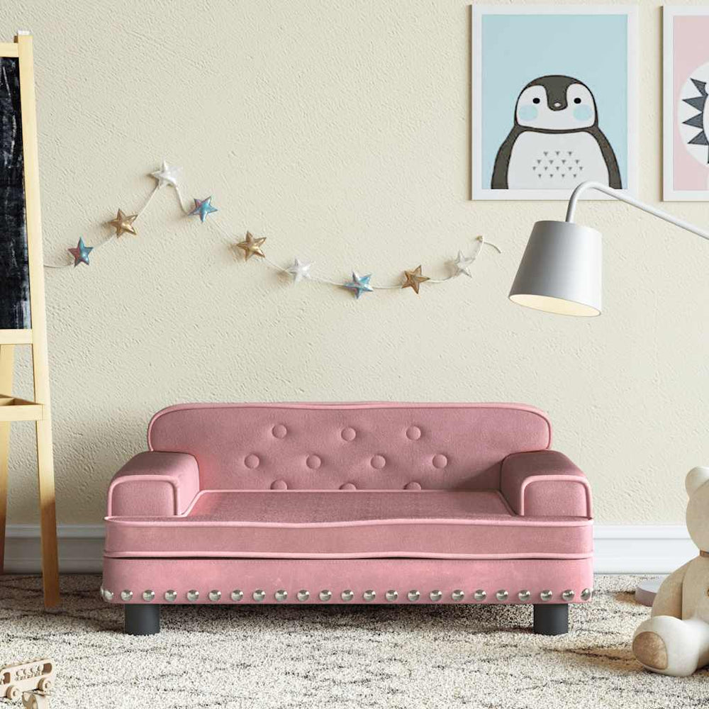 Kindersofa Rosa Samt 70x45x30 cm