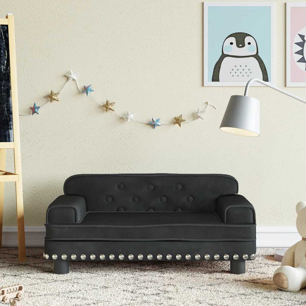 Schwarzes Kindersofa Samt 70cm