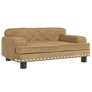 Kindersofa Braun Samt 70x45x30 cm
