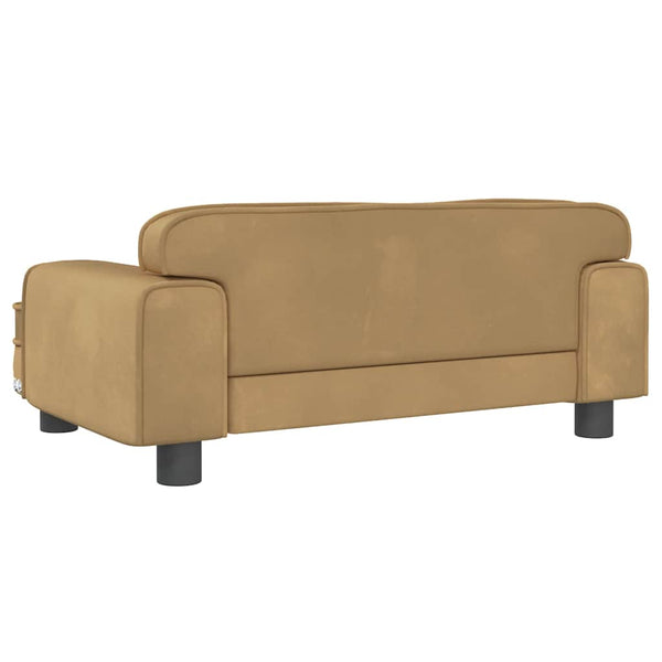 Kindersofa Braun Samt 70x45x30 cm