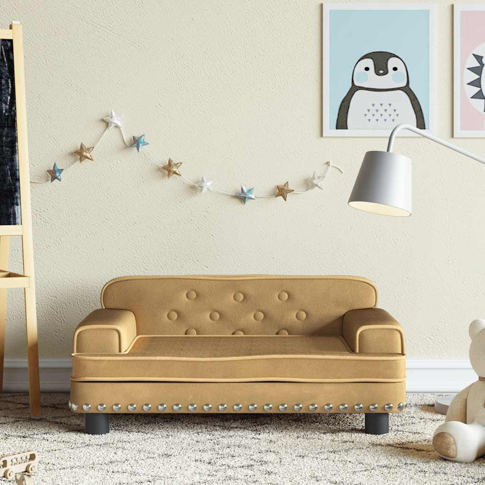 Kindersofa Braun Samt 70x45x30 cm