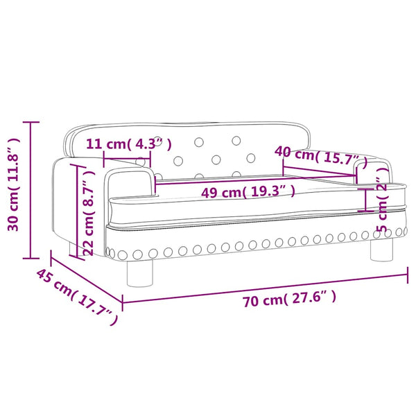 Creme Kindersofa Samt 70x45x30 cm