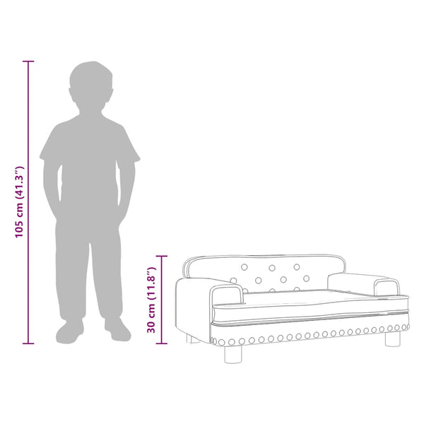 Creme Kindersofa Samt 70x45x30 cm