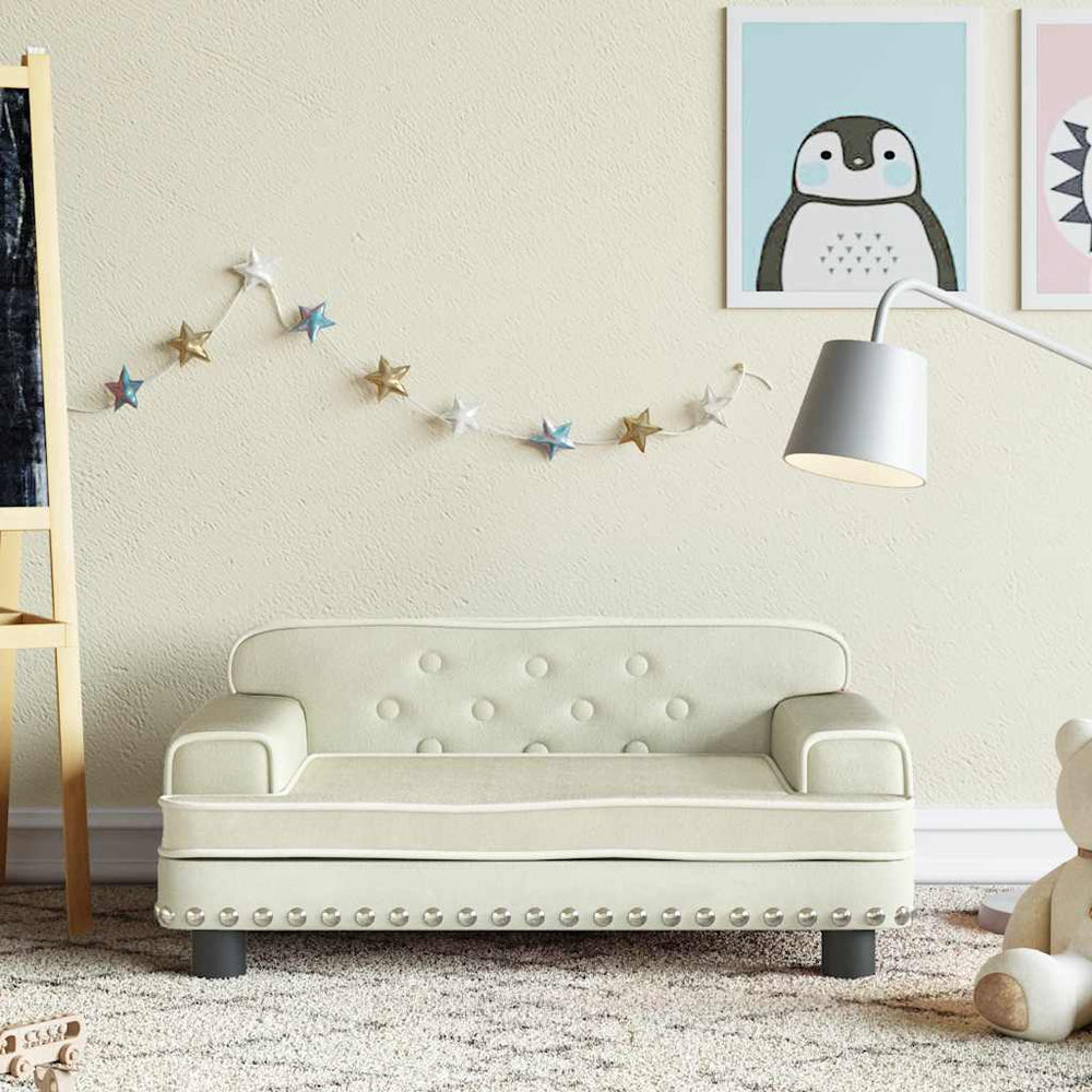 Creme Kindersofa Samt 70x45x30 cm