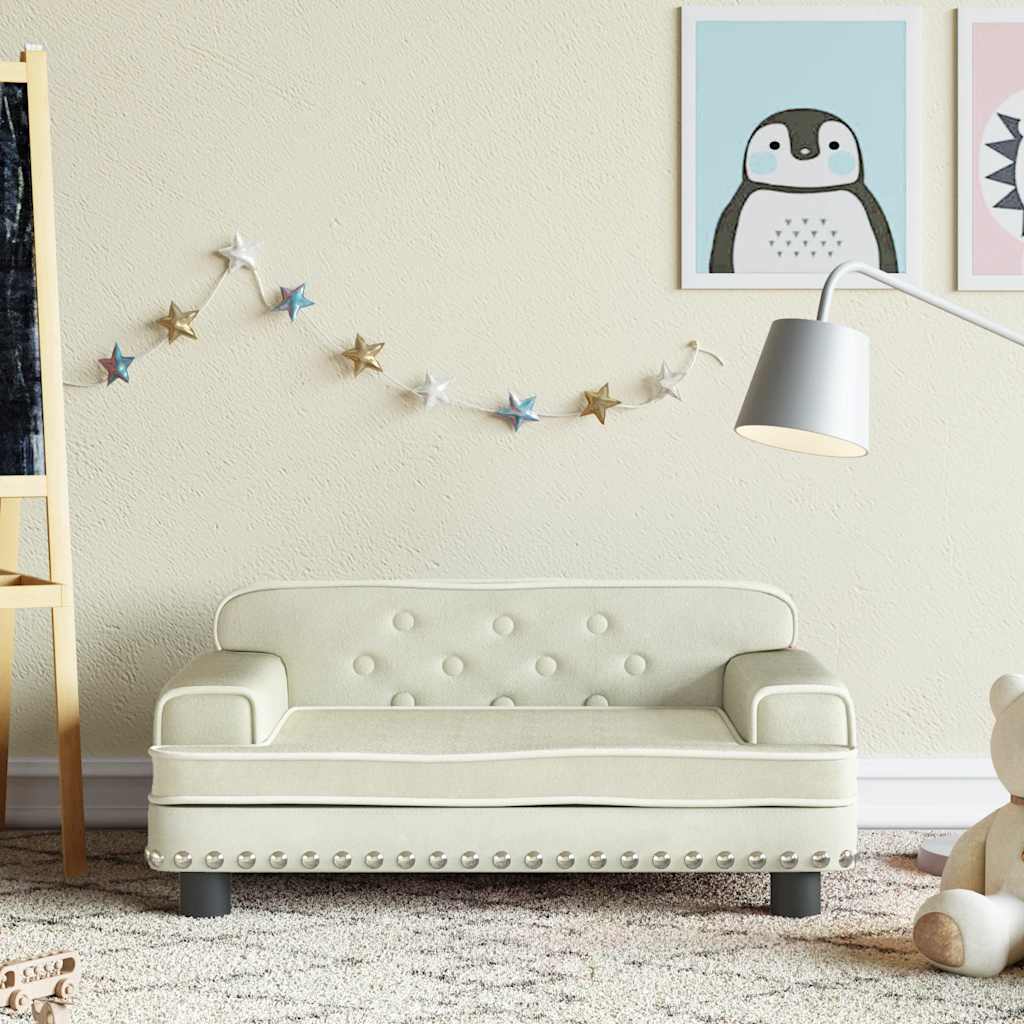 Creme Kindersofa Samt 70x45x30 cm