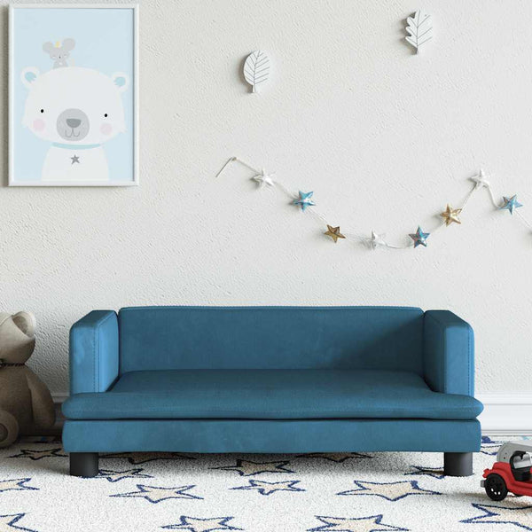 Blaues Kindersofa Samt 80x45x30 cm
