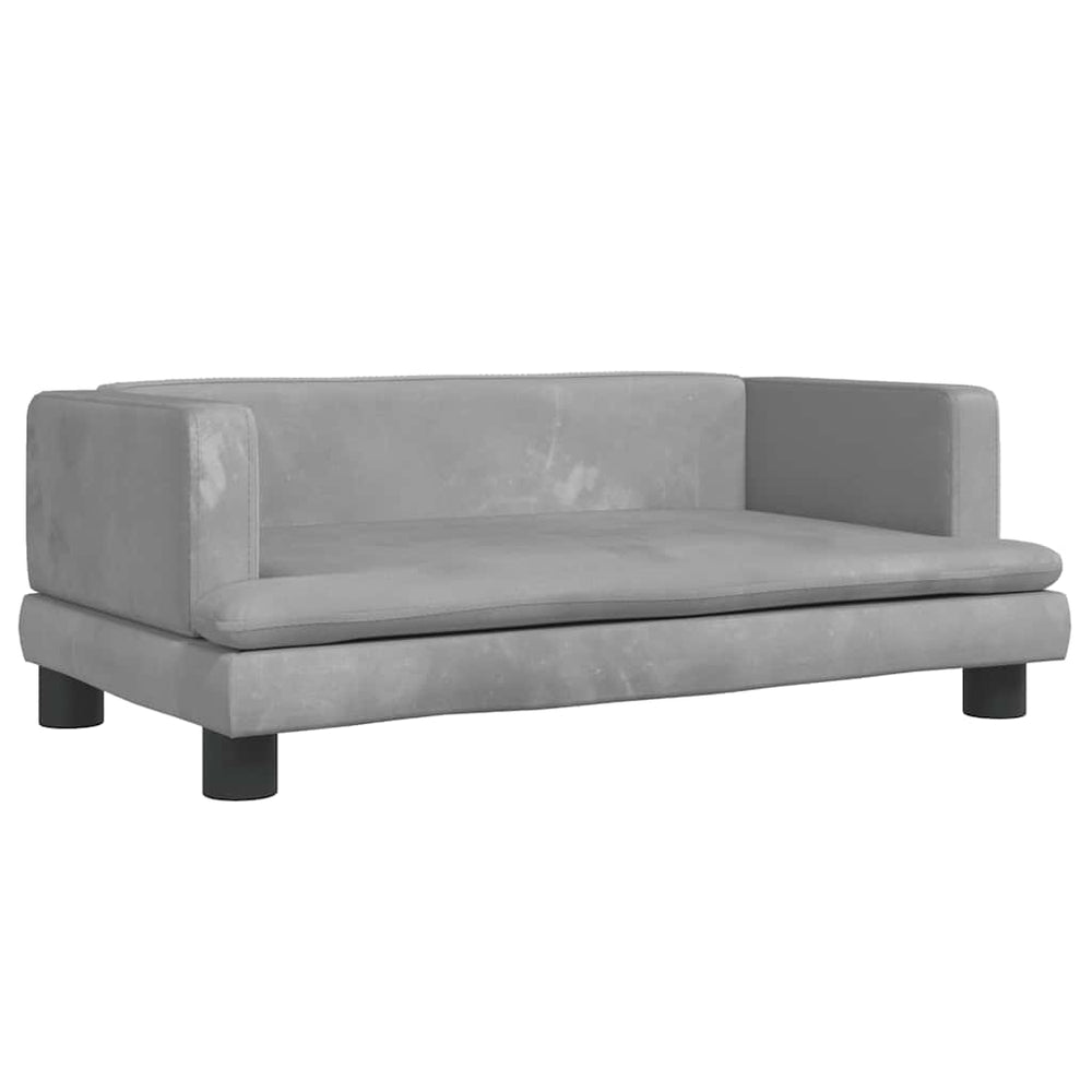 Kindersofa Hellgrau Samt 80 cm