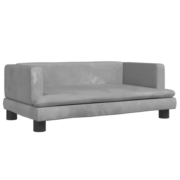 Kindersofa Hellgrau Samt 80 cm