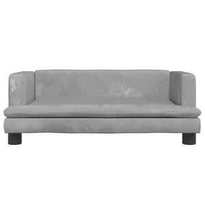 Kindersofa Hellgrau Samt 80 cm