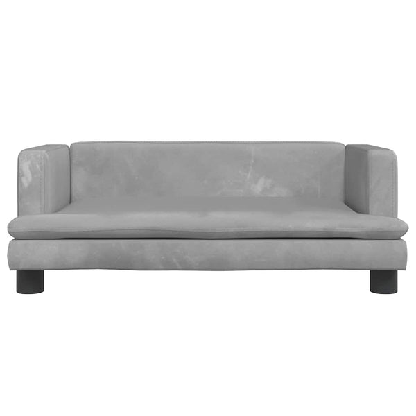 Kindersofa Hellgrau Samt 80 cm