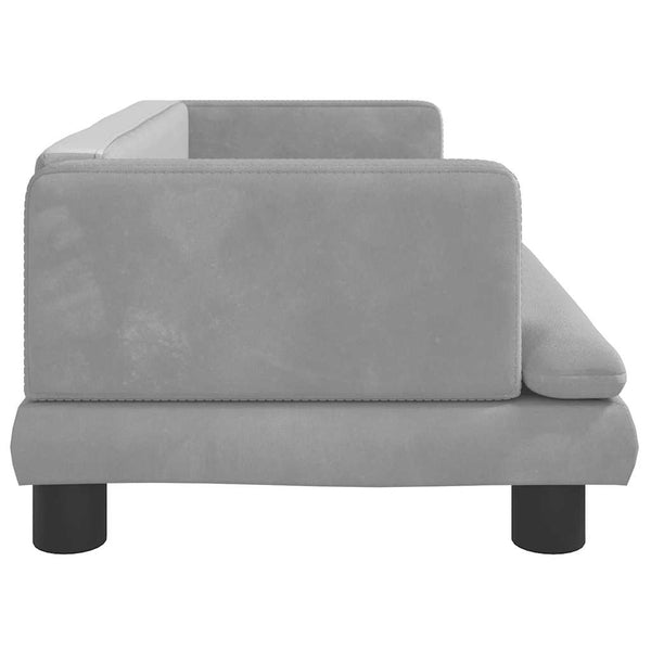 Kindersofa Hellgrau Samt 80 cm