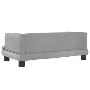 Kindersofa Hellgrau Samt 80 cm
