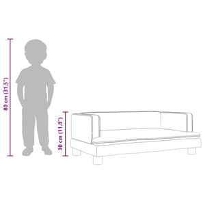 Kindersofa Hellgrau Samt 80 cm
