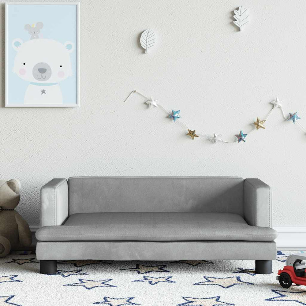 Kindersofa Hellgrau Samt 80 cm