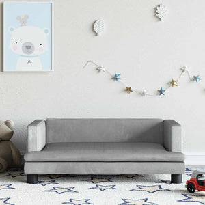 Kindersofa Hellgrau Samt 80 cm