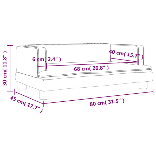 Kindersofa Dunkelgrau Samt 80x45x30cm