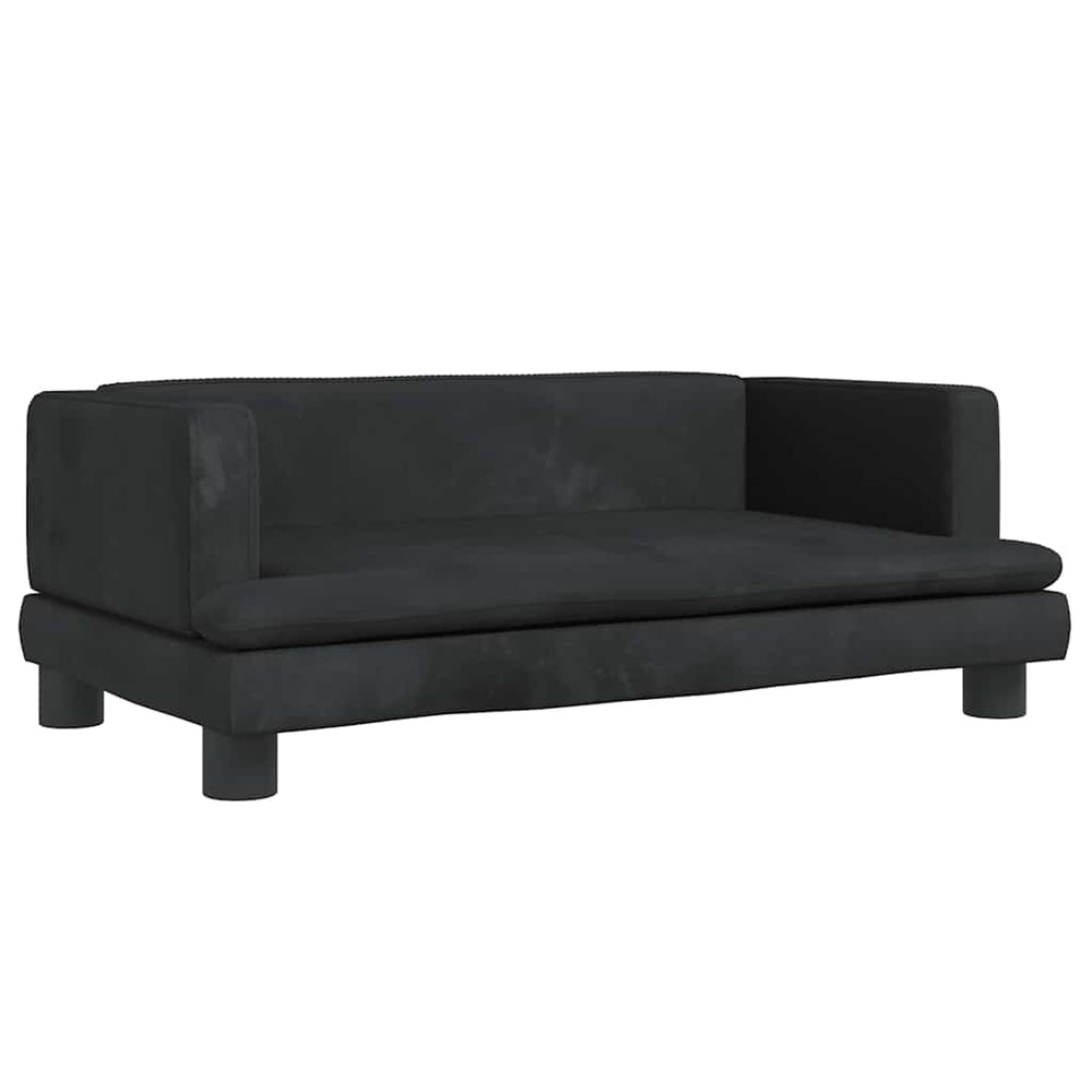 Kindersofa Schwarz Samt 80x45x30 cm