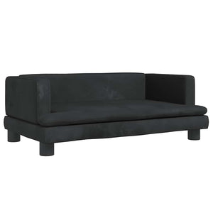 Kindersofa Schwarz Samt 80x45x30 cm