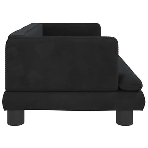 Kindersofa Schwarz Samt 80x45x30 cm