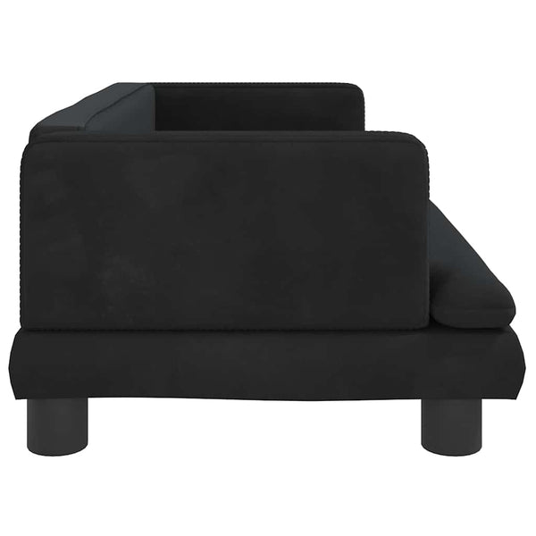 Kindersofa Schwarz Samt 80x45x30 cm